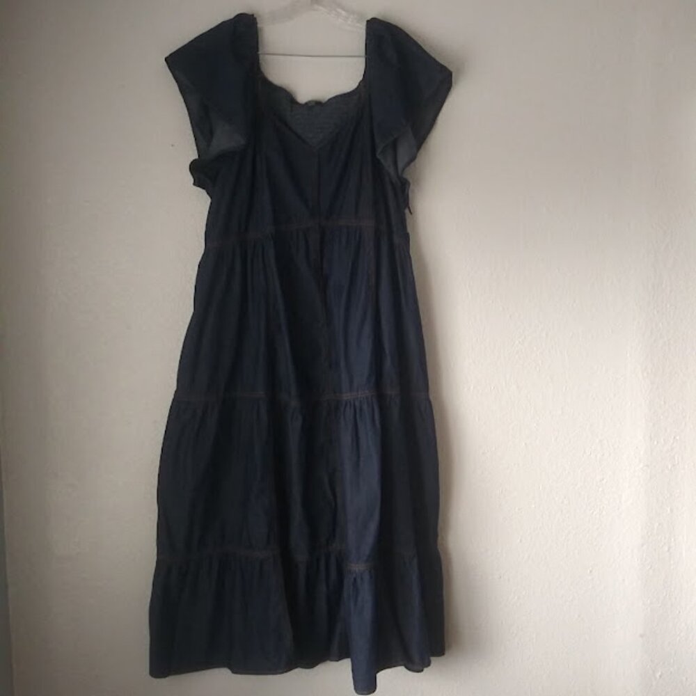 Terra & Sky Navy Blue Tiered Midi Dress